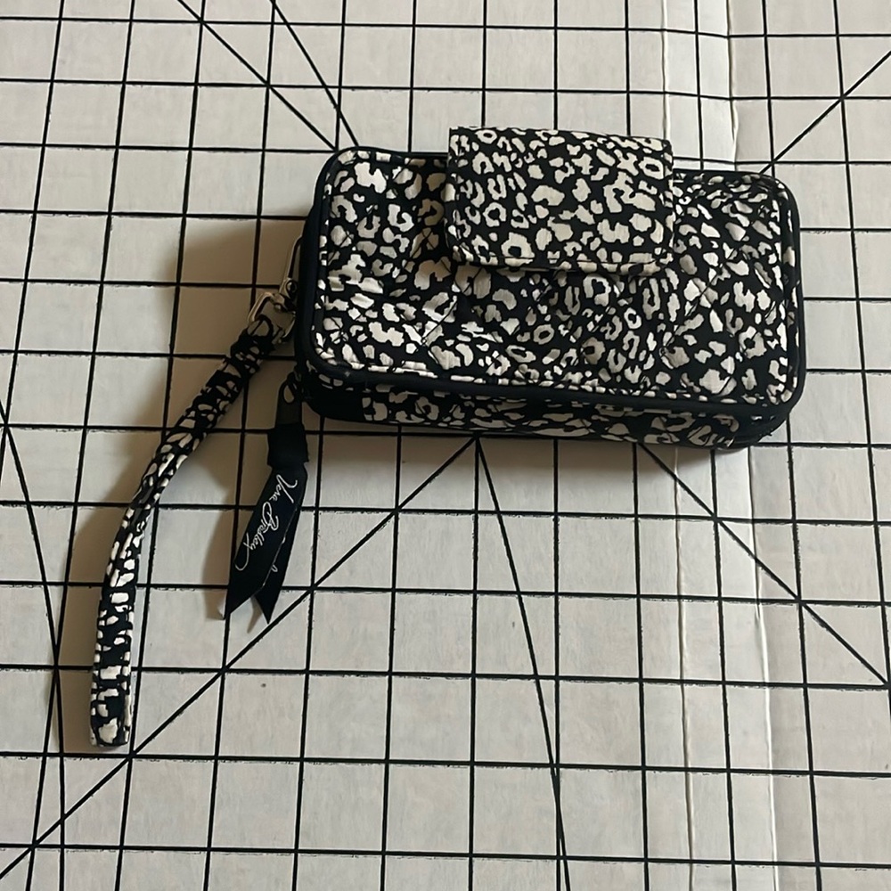Vera Bradley animal print black and white wristlet wallet